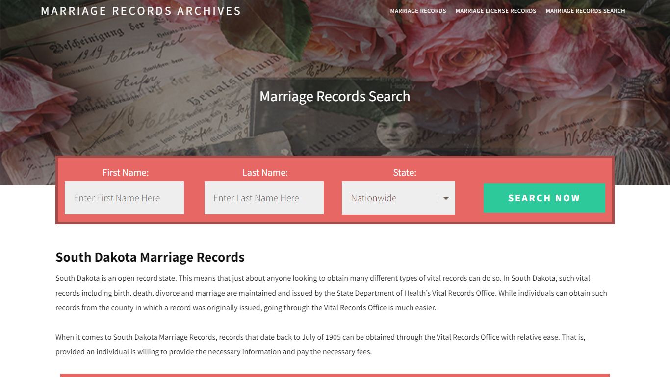 South Dakota Marriage Records